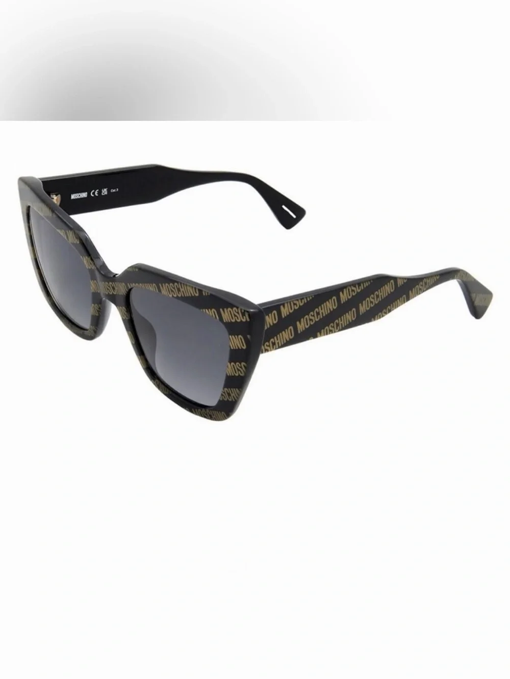 Moschino Black and Gold Logo Square Sunglasses